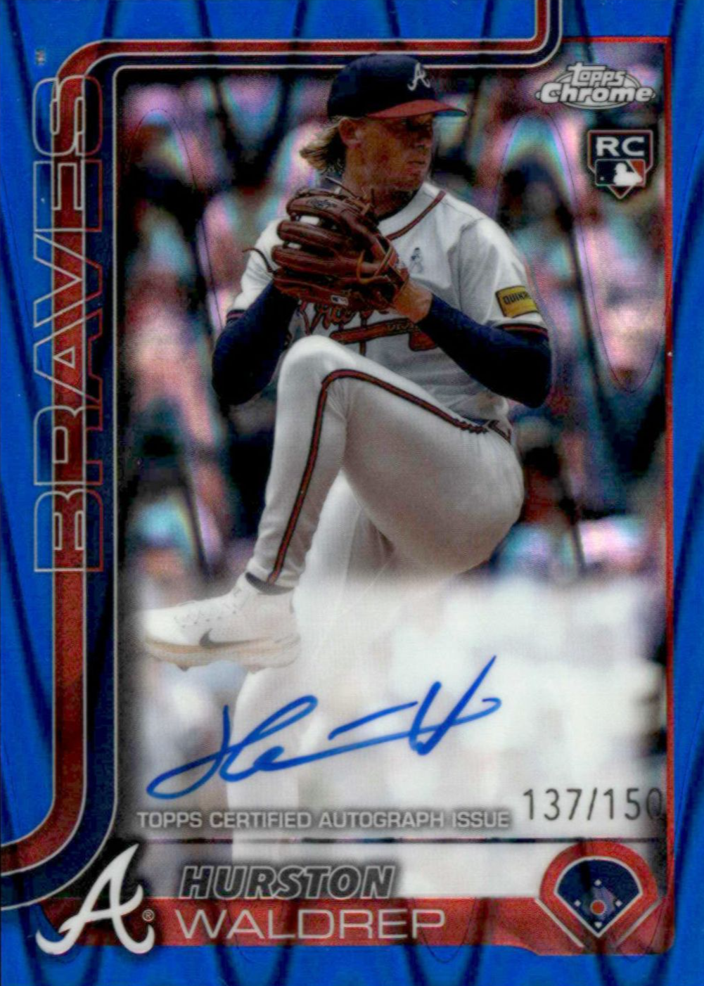 Hurston Waldrep 2025 Topps Chrome #RA-HW Rookie Autographs - Blue