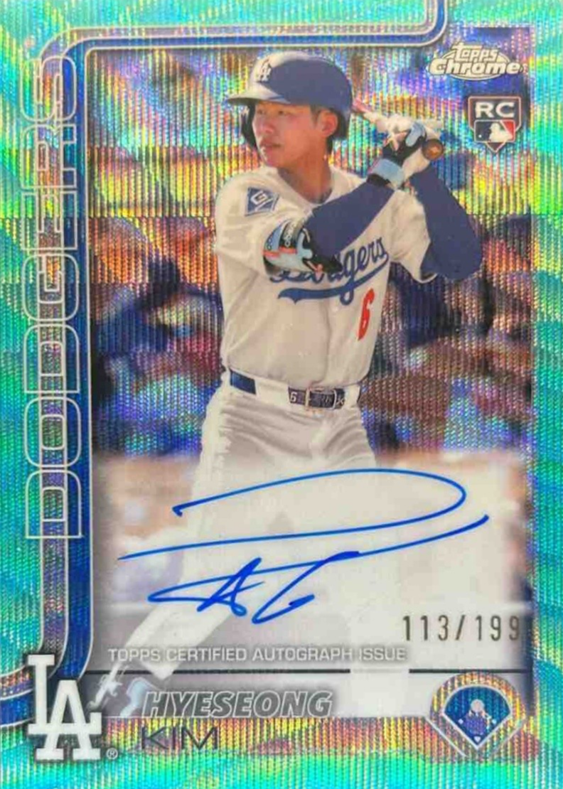 Hyeseong Kim 2025 Topps Chrome #RA-HYE Rookie Autographs - Aqua