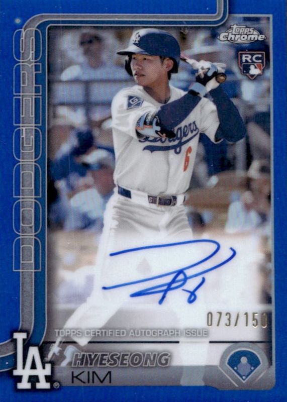 Hyeseong Kim 2025 Topps Chrome #RA-HYE Rookie Autographs - Blue