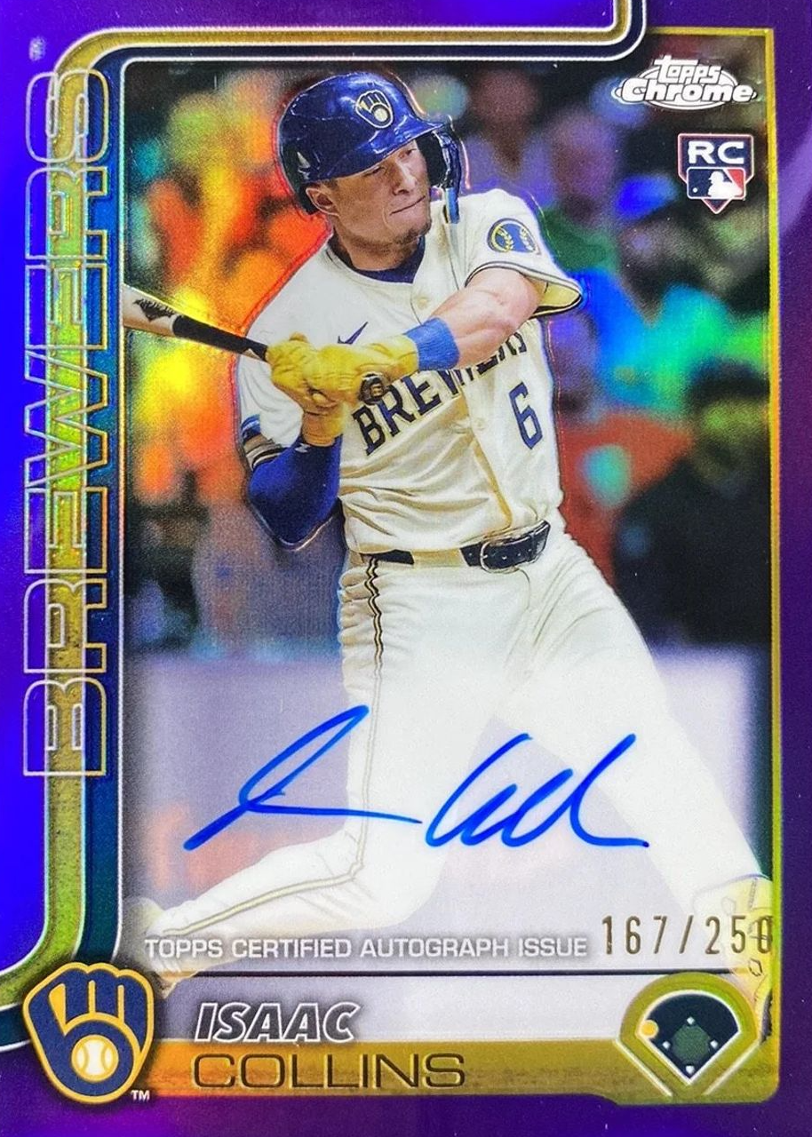 Isaac Collins 2025 Topps Chrome #RA-IC Rookie Autographs - Purple ...