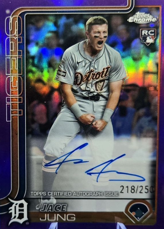 Jace Jung 2025 Topps Chrome #RA-JJ Rookie Autographs - Purple Refractor /250 RAW