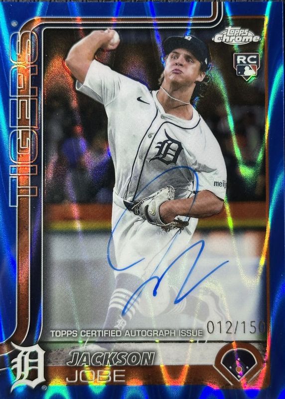 Jackson Jobe 2025 Topps Chrome #RA-JJO Rookie Autographs - Blue RayWave Refractor /150 RAW