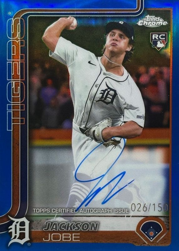 Jackson Jobe 2025 Topps Chrome #RA-JJO Rookie Autographs - Blue Refractor /150 RAW