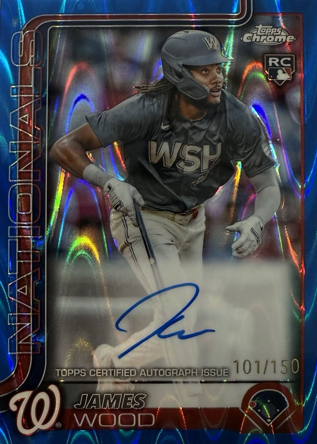 James Wood 2025 Topps Chrome #RA-JWO Rookie Autographs - Blue