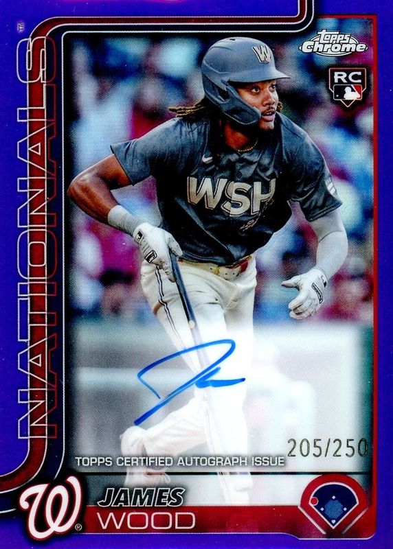 James Wood 2025 Topps Chrome #RA-JWO Rookie Autographs - Purple Refractor /250 RAW