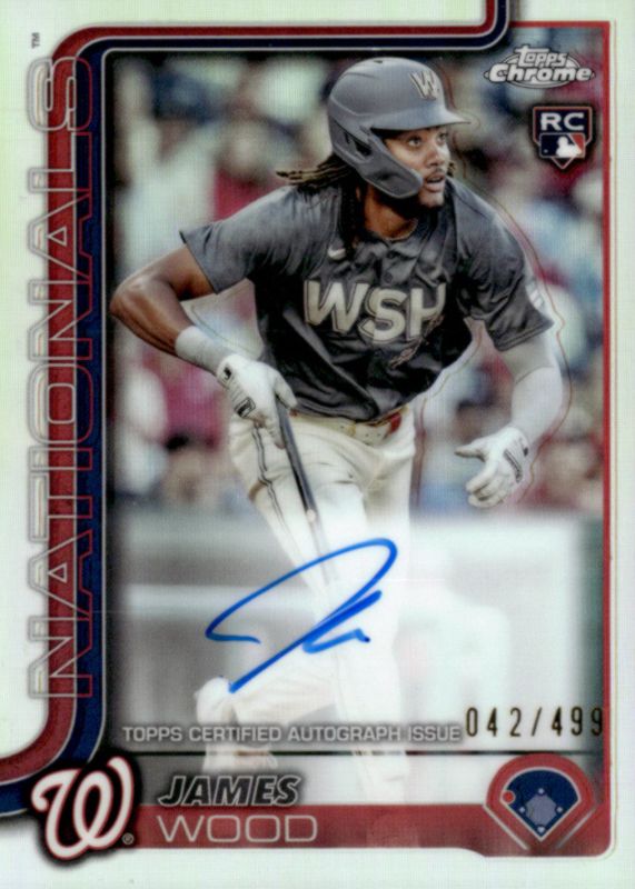 James Wood 2025 Topps Chrome #RA-JWO Rookie Autographs - Refractor /499 RAW