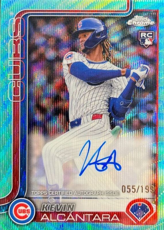 Kevin Alcantara 2025 Topps Chrome #RA-KA Rookie Autographs - Aqua Wave Refractor /199 RAW