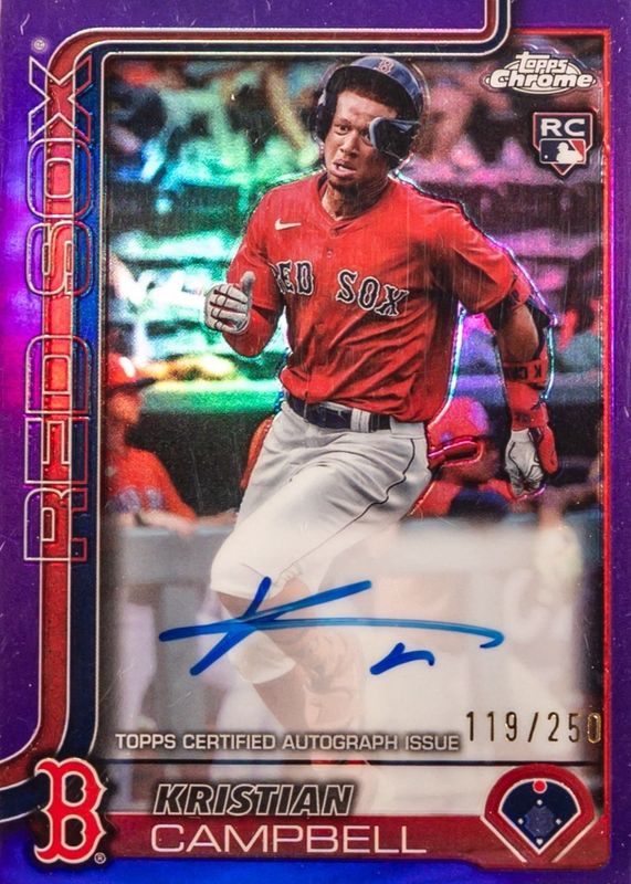 Kristian Campbell 2025 Topps Chrome #RA-KC Rookie Autographs - Purple Refractor /250 RAW