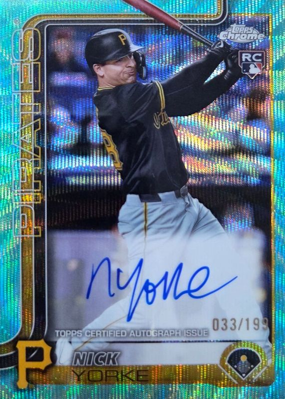 2025 Topps Chrome #RA-NY Rookie Autographs - Aqua Wave Refractor /199