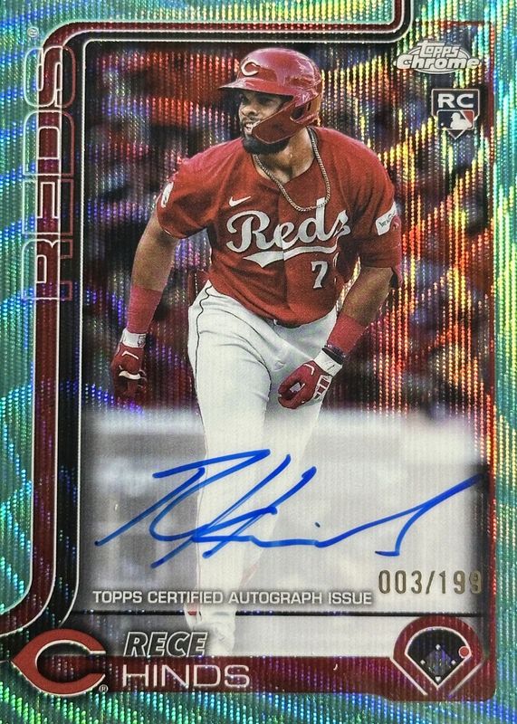 Rece Hinds 2025 Topps Chrome #RA-RH Rookie Autographs - Aqua Wave Refractor /199 RAW