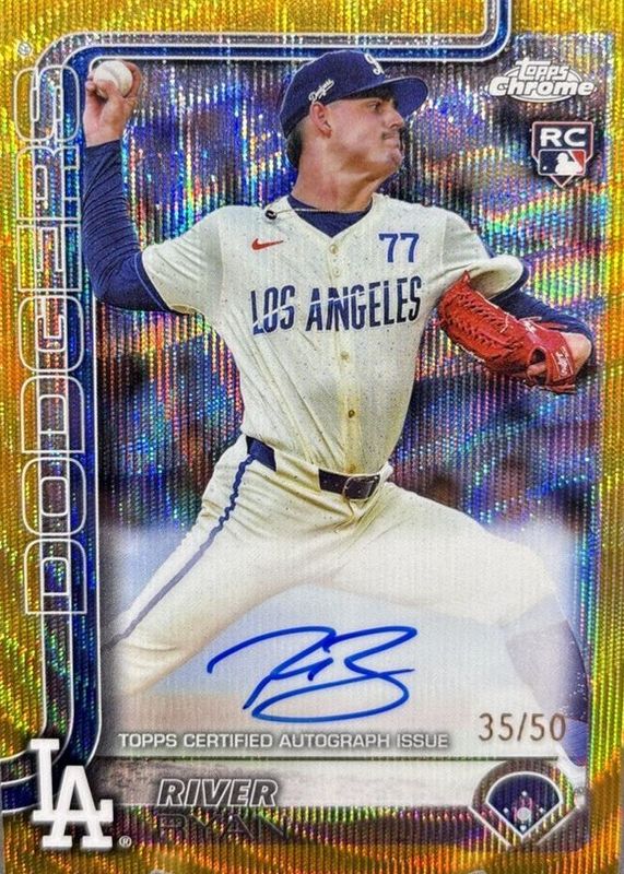 River Ryan 2025 Topps Chrome #RA-RR Rookie Autographs - Gold Wave Refractor /50 RAW