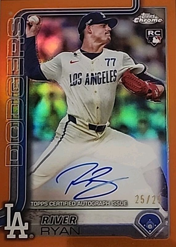 River Ryan 2025 Topps Chrome #RA-RR Rookie Autographs - Orange Refractor /25 RAW