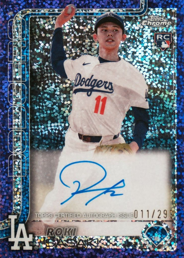 Roki Sasaki 2025 Topps Chrome #RA-ROKI Rookie Autographs - Purple