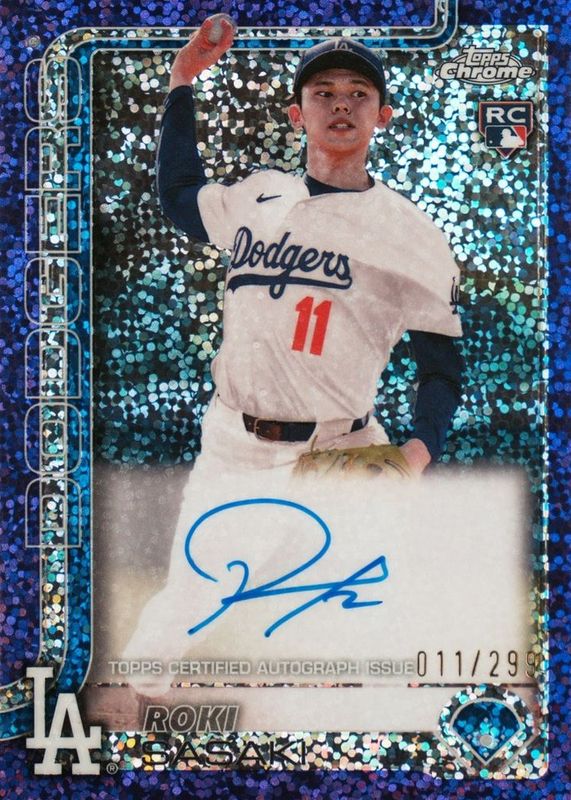 Roki Sasaki 2025 Topps Chrome #RA-ROKI Rookie Autographs - Purple