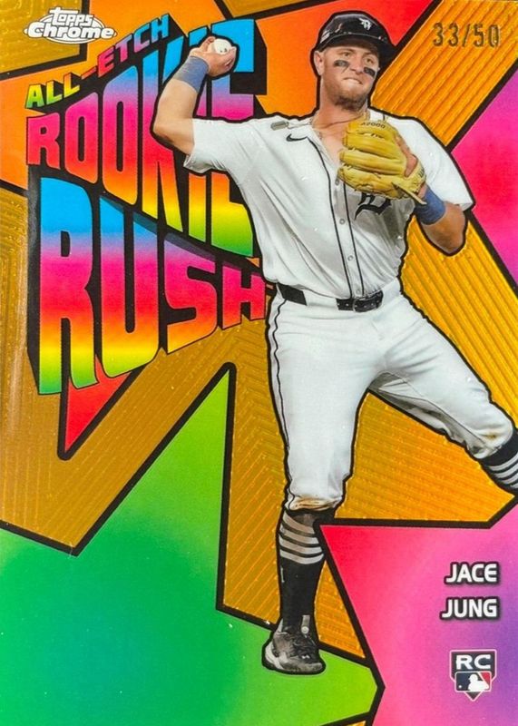 Jace Jung 2025 Topps Chrome #CERR-4 All-Etch Rookie Rush - Gold Refractor /50 RAW