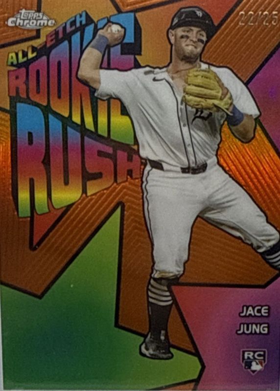 Jace Jung 2025 Topps Chrome #CERR-4 All-Etch Rookie Rush - Orange Refractor /25 RAW