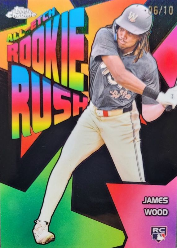 James Wood 2025 Topps Chrome #CERR-7 All-Etch Rookie Rush - Black Refractor /10 RAW