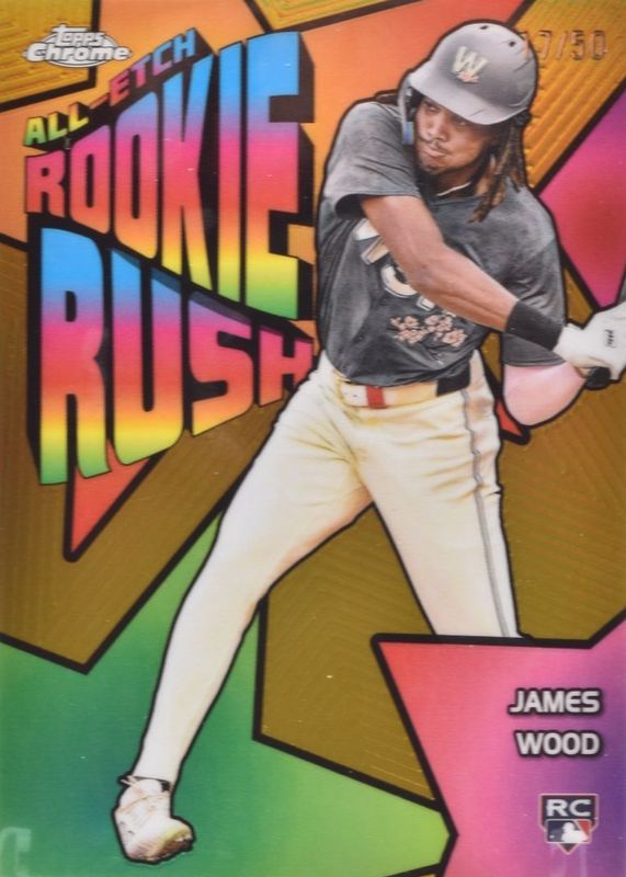 James Wood 2025 Topps Chrome #CERR-7 All-Etch Rookie Rush - Gold Refractor /50 RAW