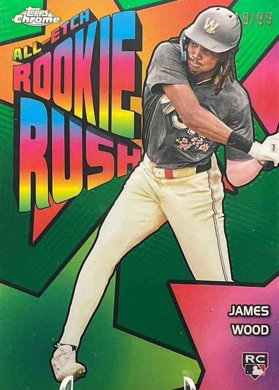 James Wood 2025 Topps Chrome #CERR-7 All-Etch Rookie Rush - Green Refractor /99 RAW