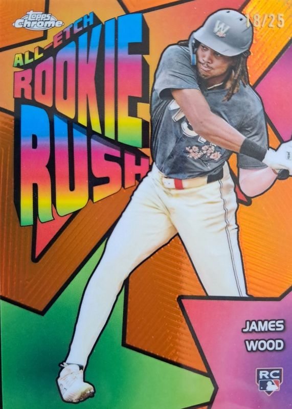 James Wood 2025 Topps Chrome #CERR-7 All-Etch Rookie Rush - Orange Refractor /25 RAW