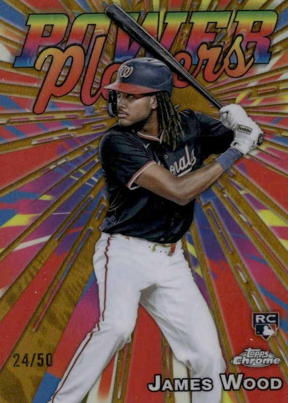 James Wood 2025 Topps Chrome #PP-19 Power Players - Gold Refractor /50 Rookie RAW