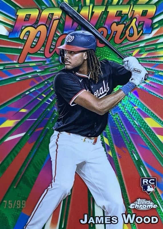 James Wood 2025 Topps Chrome #PP-19 Power Players - Green Refractor /99 Rookie RAW