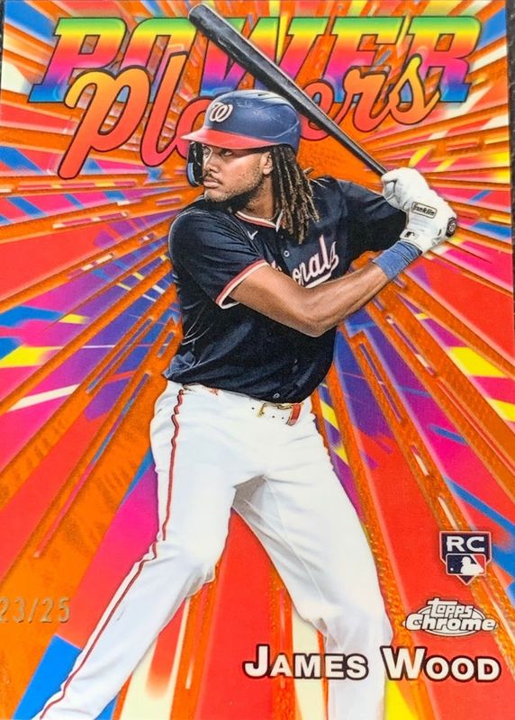 James Wood 2025 Topps Chrome #PP-19 Power Players - Orange Refractor /25 Rookie RAW