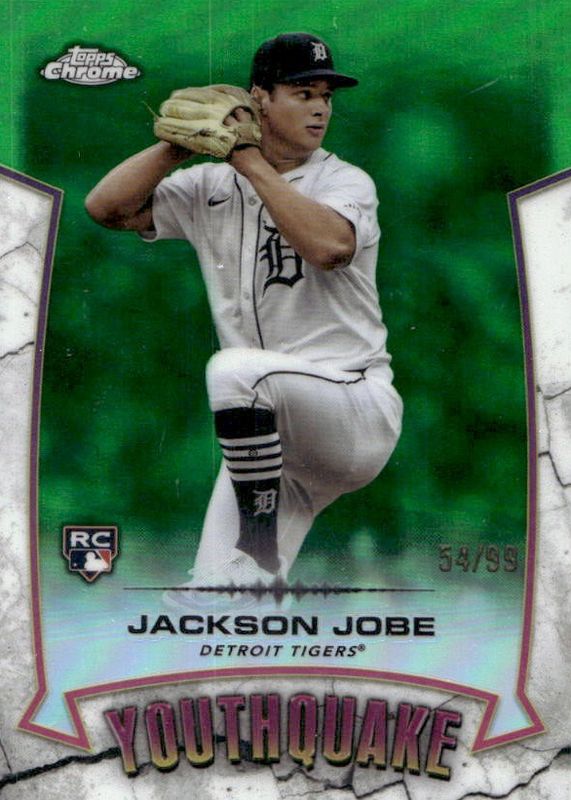 Jackson Jobe 2025 Topps Chrome #YQ-5 Youthquake - Green Refractor /99 Rookie RAW