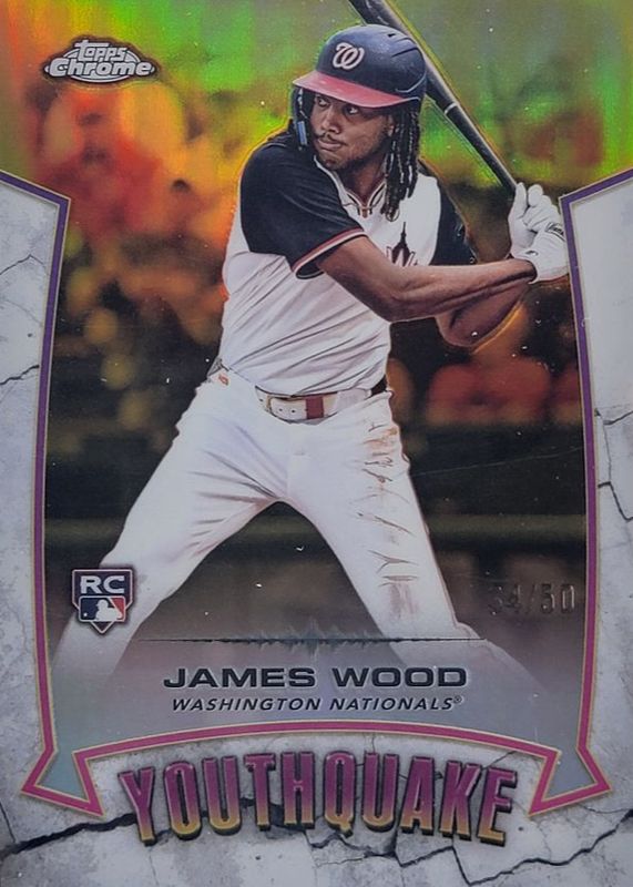 James Wood 2025 Topps Chrome #YQ-7 Youthquake - Gold Refractor /50 Rookie RAW