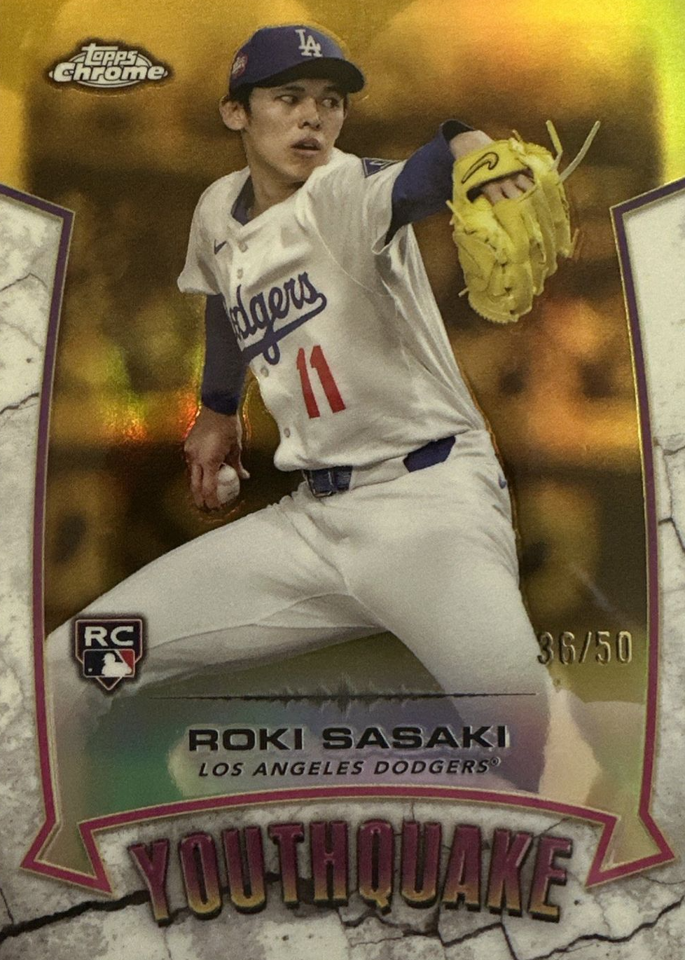 Roki Sasaki 2025 Topps Chrome #YQ-10 Youthquake - Gold Refractor