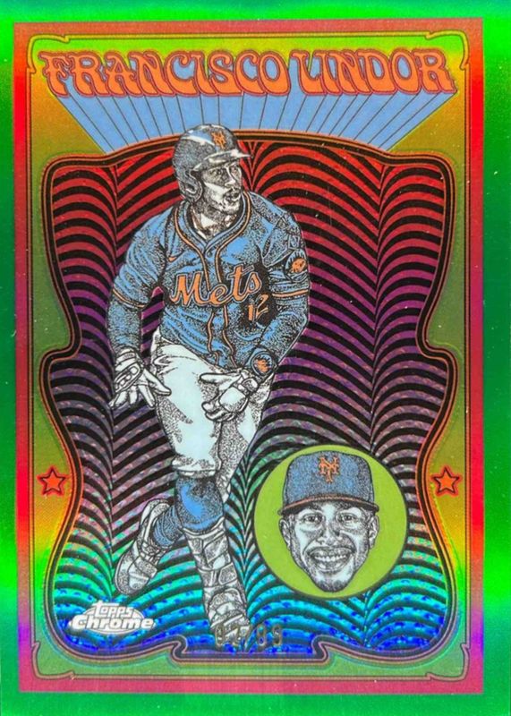 Francisco Lindor 2025 Topps Chrome #UV-8 Ultraviolet All-Stars - Green Refractor /99 RAW