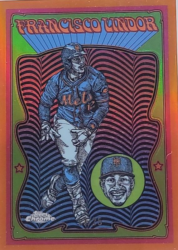 Francisco Lindor 2025 Topps Chrome #UV-8 Ultraviolet All-Stars - Orange Refractor /25 RAW