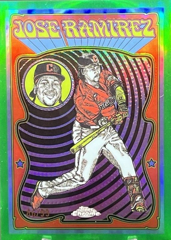 Jose Ramirez 2025 Topps Chrome #UV-9 Ultraviolet All-Stars - Green Refractor /99 RAW