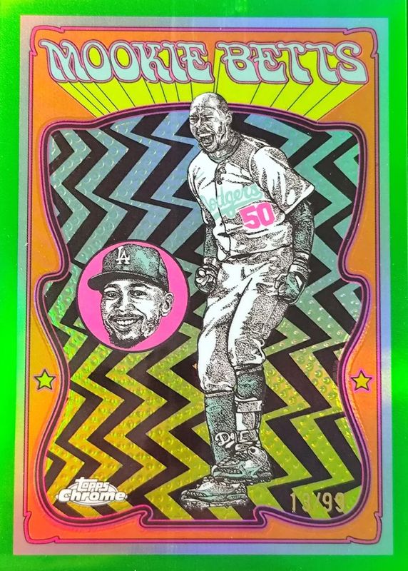 Mookie Betts 2025 Topps Chrome #UV-6 Ultraviolet All-Stars - Green Refractor /99 RAW