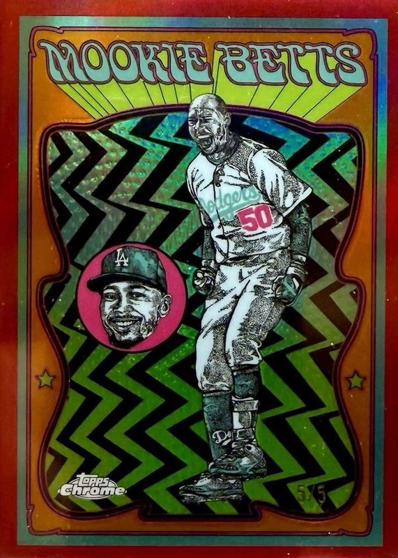 Mookie Betts 2025 Topps Chrome #UV-6 Ultraviolet All-Stars - Red Refractor /5 RAW