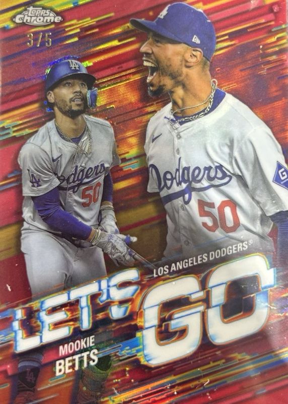 Mookie Betts 2025 Topps Chrome #LGC-13 Let's Go - Red Refractor /5 RAW