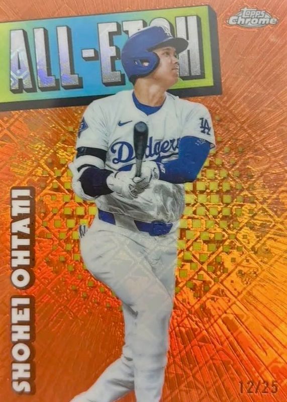 Shohei Ohtani 2025 Topps Chrome #CAE-1 All-Etch - Orange Refractor /25 RAW