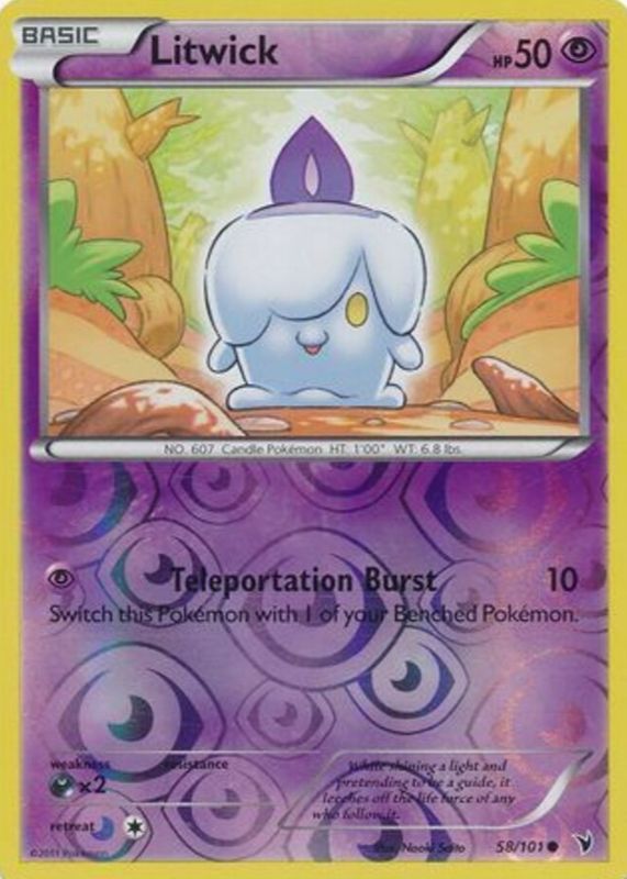 Litwick 2011 Black & White: Noble Victories #058/101 Reverse Holo RAW TCG (LIGHTLY PLAYED)