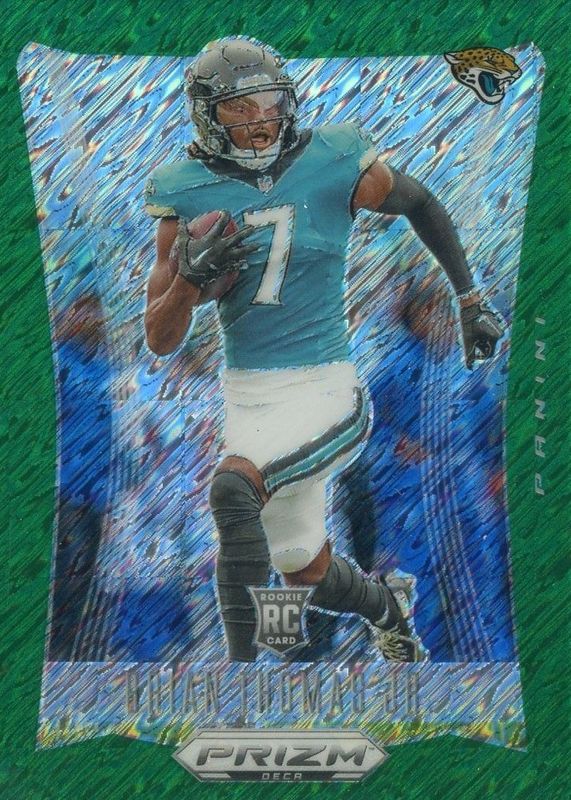 Brian Thomas Jr. 2024 Prizm Deca #148 FOTL Green Shimmer /12 Rookie RAW