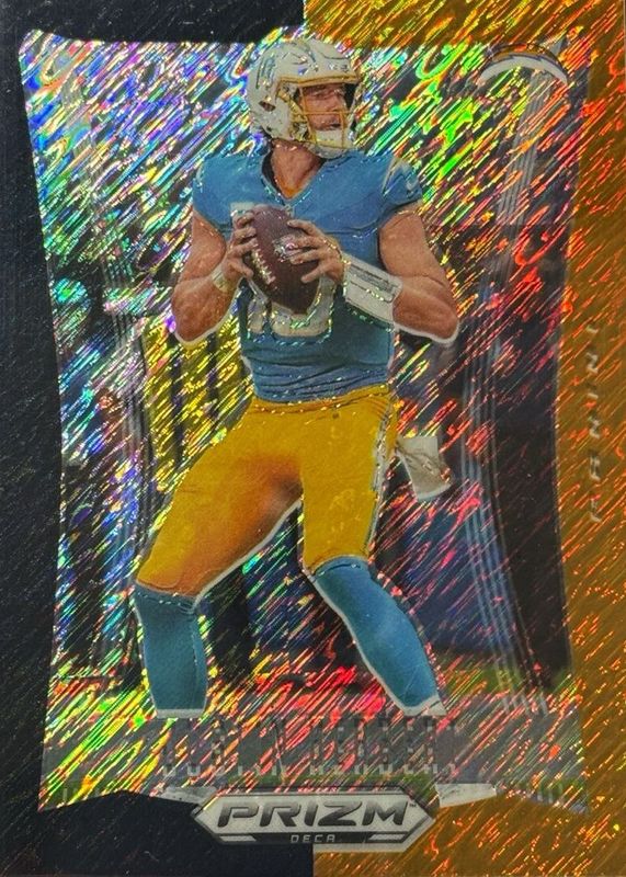Justin Herbert 2024 Prizm Deca #175 FOTL Black Gold Shimmer /8 RAW