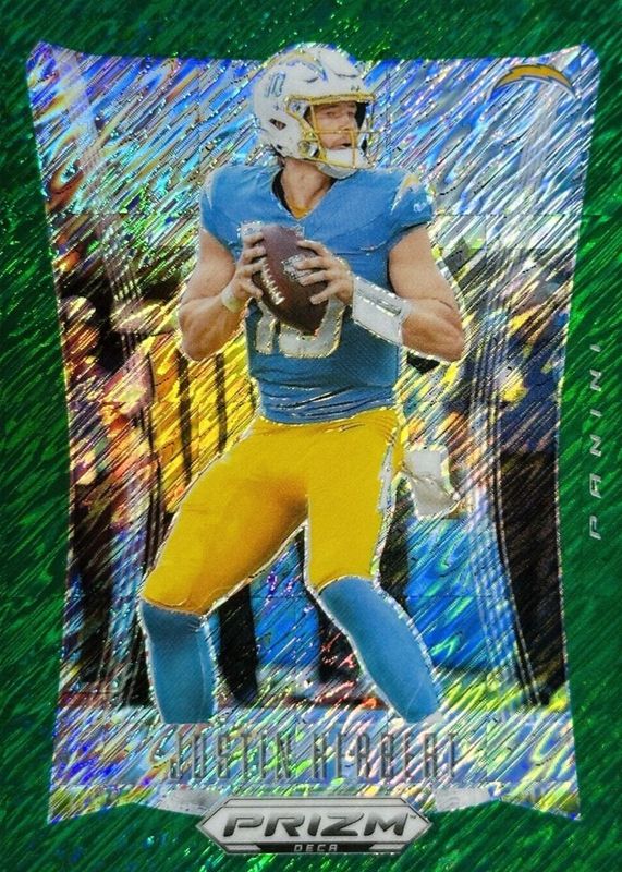 Justin Herbert 2024 Prizm Deca #175 FOTL Green Shimmer /12 RAW