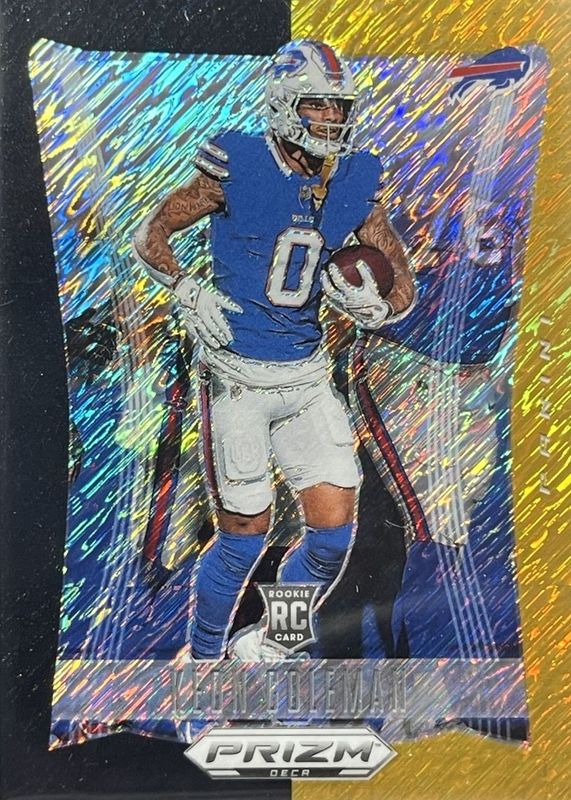Keon Coleman 2024 Prizm Deca #33 FOTL Black Gold Shimmer /8 Rookie RAW