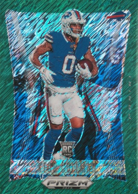 Keon Coleman 2024 Prizm Deca #33 FOTL Green Shimmer /12 Rookie RAW