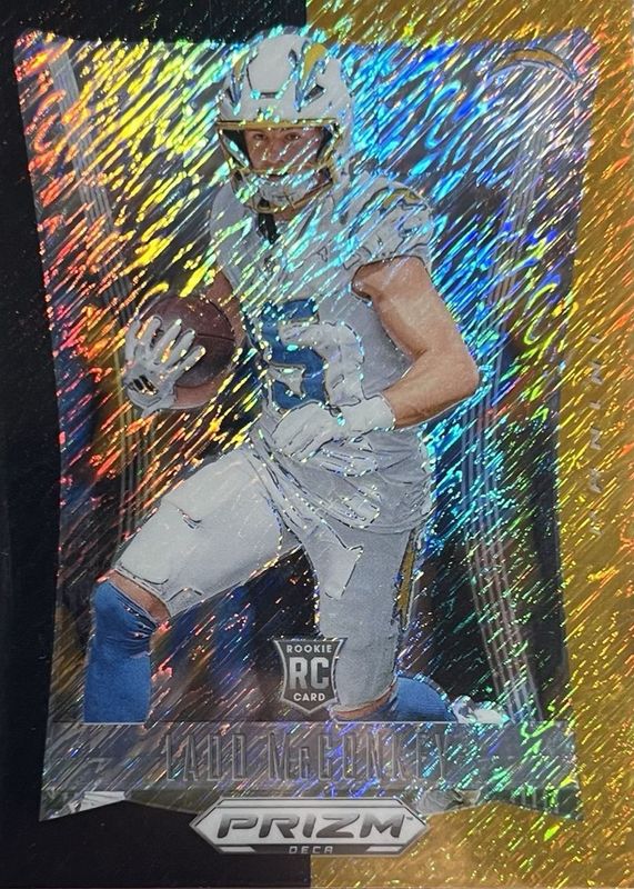 Ladd McConkey 2024 Prizm Deca #181 FOTL Black Gold Shimmer /8 Rookie RAW