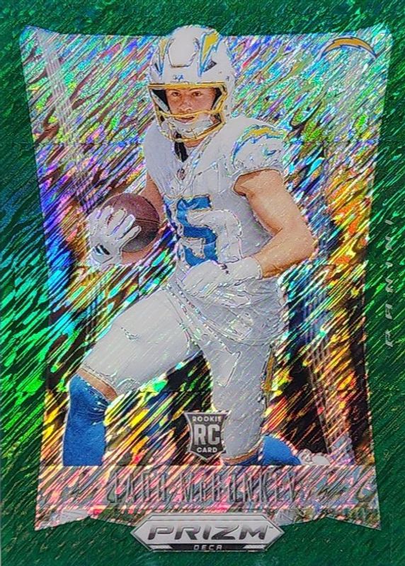 Ladd McConkey 2024 Prizm Deca #181 FOTL Green Shimmer /12 Rookie RAW
