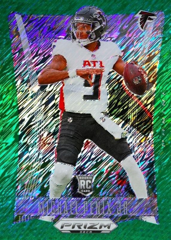 Michael Penix Jr. 2024 Prizm Deca #16 FOTL Green Shimmer /12 Rookie RAW