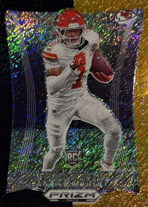 Xavier Worthy 2024 Prizm Deca #158 FOTL Black Gold Shimmer /8 Rookie RAW