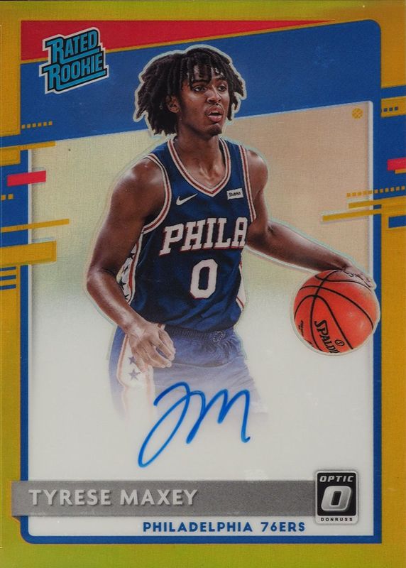 Tyrese Maxey 2020 Optic #171 Rated Rookie Signatures - Gold /10 PSA 10