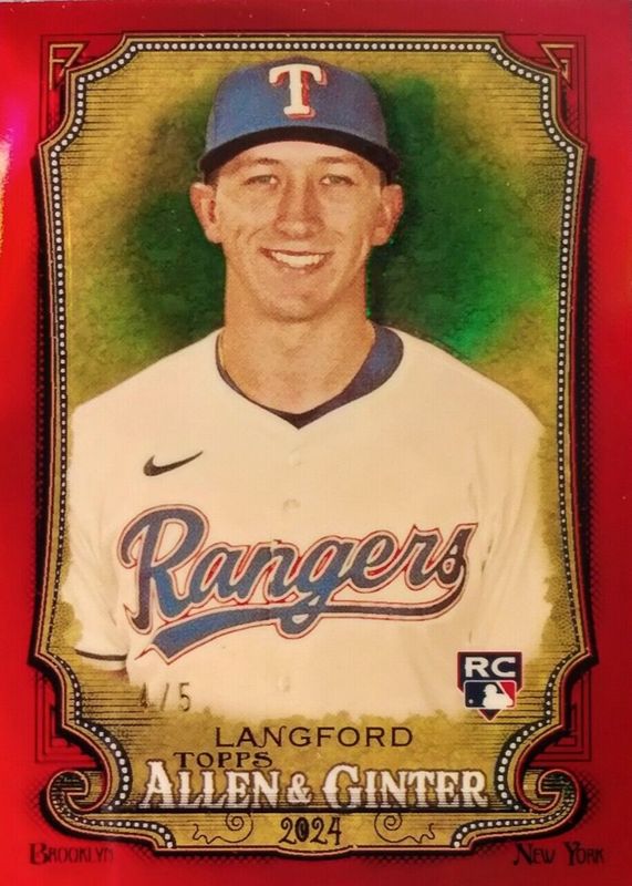 Wyatt Langford 2024 Topps Allen & Ginter #278 Chrome - Red Refractor /5 Rookie RAW