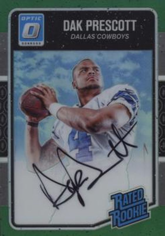 Dak Prescott 2016 Optic #162 Rated Rookies Autographs - Green /5 RAW